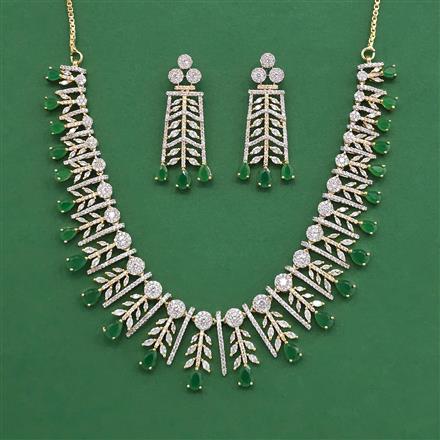Cubic Zirconia Classic Necklace Set With 2 Tone Plating