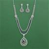 Cubic Zirconia Classic Necklace Set With Rhodium Plating