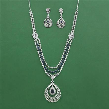 Cubic Zirconia Classic Necklace Set With Rhodium Plating