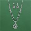 Cubic Zirconia Classic Necklace Set With Rhodium Plating