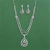 Cubic Zirconia Classic Necklace Set With Rhodium Plating