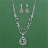 Cubic Zirconia Classic Necklace Set With Rhodium Plating