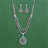 Cubic Zirconia Classic Necklace Set With Rhodium Plating