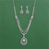 Cubic Zirconia Classic Necklace Set With Rhodium Plating