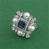 Cubic Zirconia Adjustable Ring With Rhodium Plating