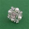 Cubic Zirconia Adjustable Ring With Rhodium Plating