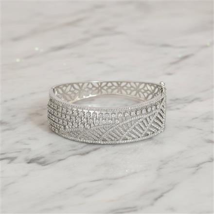 Cubic Zirconia Openable Kada With Mehndi 2 Tone Rhodium Plating