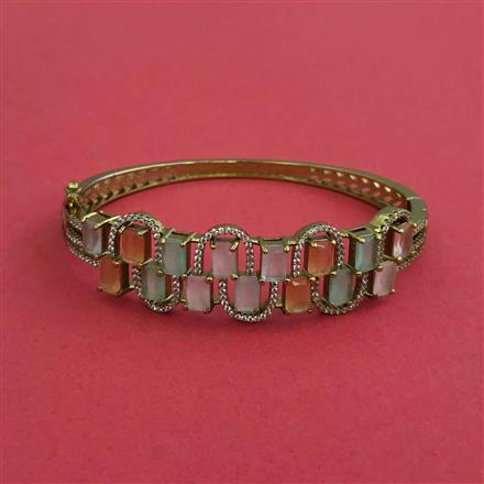 Cz Openable Kada With Mehndi Plating