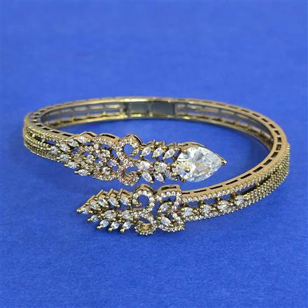 Cz Openable Kada With Mehndi Plating