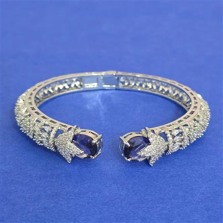 Cz Openable Kada With Rhodium Plating