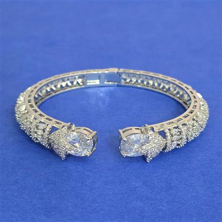 Cz Openable Kada With Rhodium Plating