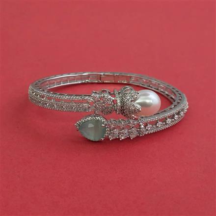 Cz Openable Kada With Rhodium Plating