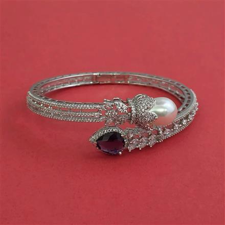 Cz Openable Kada With Rhodium Plating