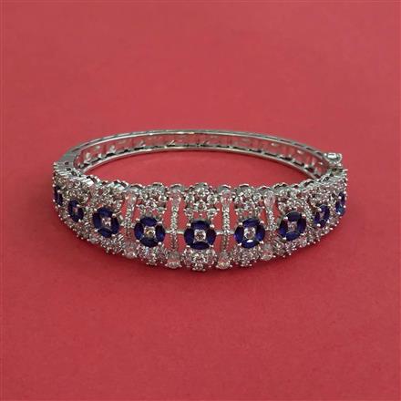 Cz Openable Kada With Rhodium Plating