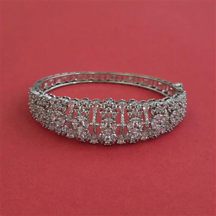 Cz Openable Kada With Rhodium Plating