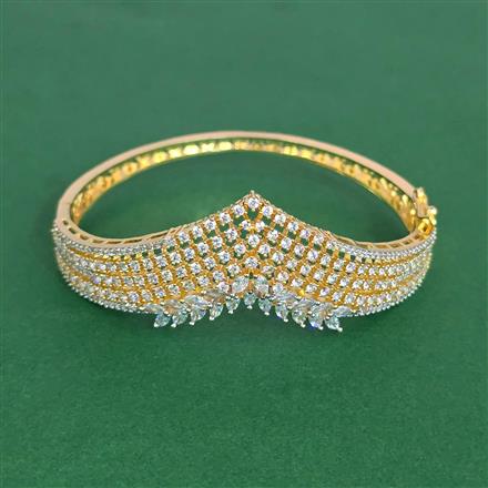Cz Openable Kada With Mehndi 2 Tone Rhodium Plating