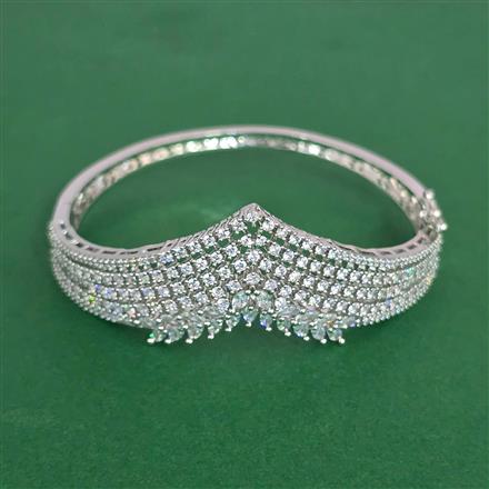 Cz Openable Kada With Mehndi 2 Tone Rhodium Plating