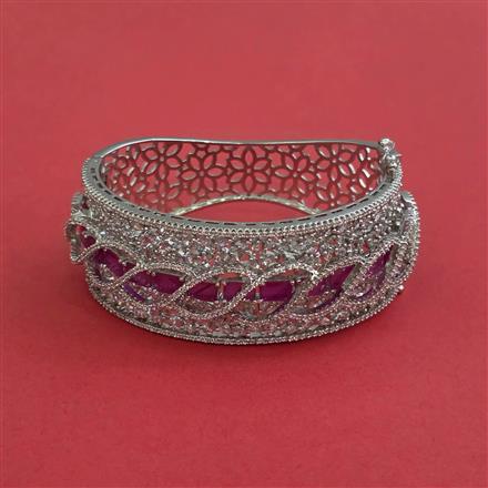 Cz Openable Kada With Rhodium Plating