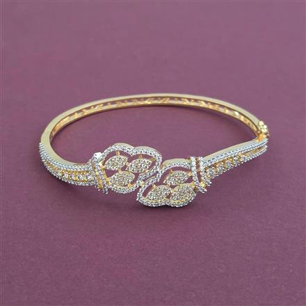 Cz Openable Kada With Mehndi 2 Tone Rhodium Plating