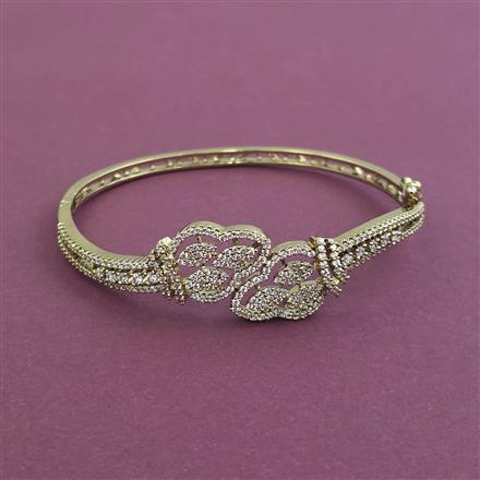 Cz Openable Kada With Mehndi 2 Tone Rhodium Plating