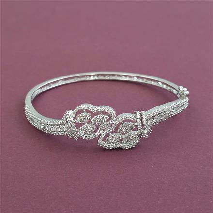 Cz Openable Kada With Mehndi 2 Tone Rhodium Plating