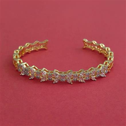 Cz Openable Kada With Mehndi 2 Tone Rhodium Plating