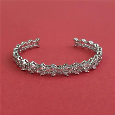 Cz Openable Kada With Mehndi 2 Tone Rhodium Plating