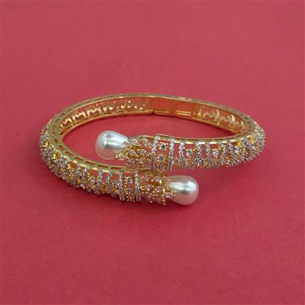 Cz Openable Kada With Mehndi 2 Tone Rhodium Plating