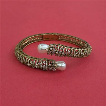 Cz Openable Kada With Mehndi 2 Tone Rhodium Plating