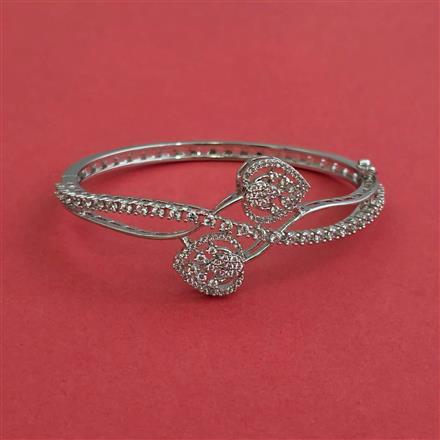 Cz Openable Kada With Mehndi 2 Tone Rhodium Plating
