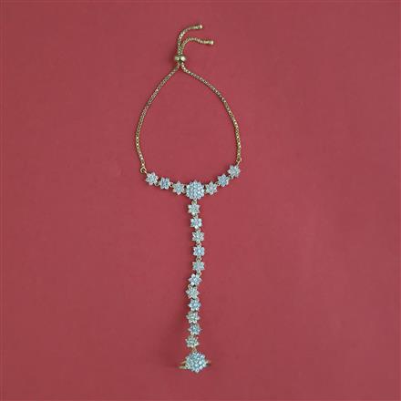 Cz Classic Hath Pan With Mehndi 2 Tone Rhodium Plating