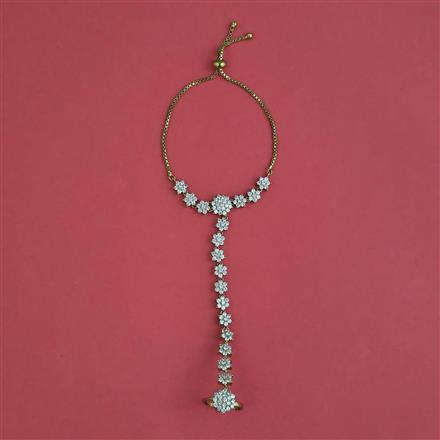 Cz Classic Hath Pan With Mehndi 2 Tone Rhodium Plating