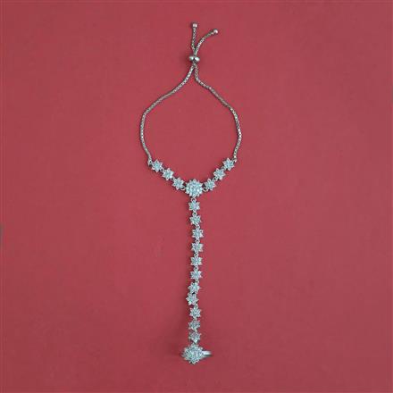 Cz Classic Hath Pan With Mehndi 2 Tone Rhodium Plating