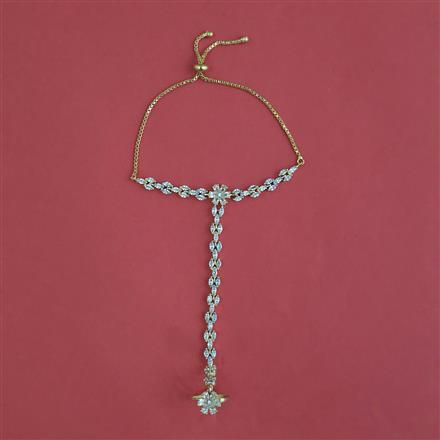 Cz Classic Hath Pan With Mehndi 2 Tone Rhodium Plating