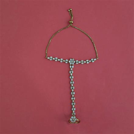 Cz Classic Hath Pan With Mehndi 2 Tone Rhodium Plating