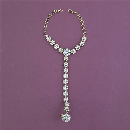 Cz Classic Hath Pan With Mehndi 2 Tone Rhodium Plating