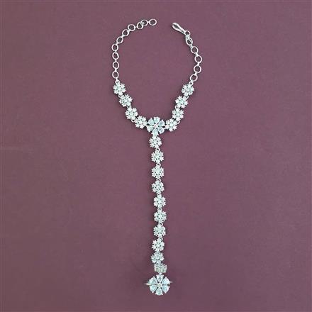 Cz Classic Hath Pan With Mehndi 2 Tone Rhodium Plating