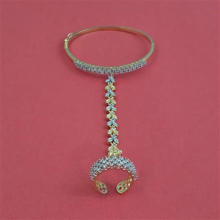 Cz Classic Hath Pan With Mehndi 2 Tone Rhodium Plating