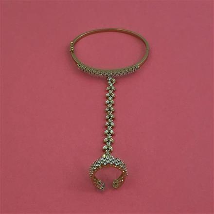 Cz Classic Hath Pan With Mehndi 2 Tone Rhodium Plating