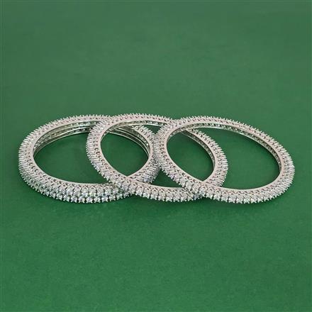Cz Classic Bangles With Rhodium Plating