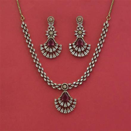 Cz Classic Necklace With Mehndi Plating