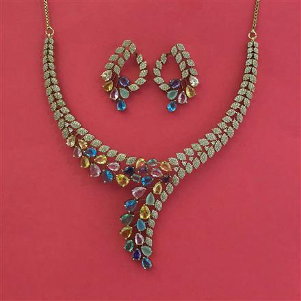 Cz Classic Necklace With Mehndi Plating