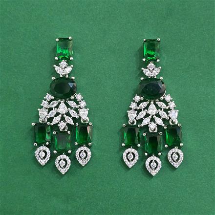 Cz Classic Earring With Rhodium Plating