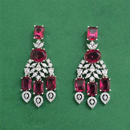 Cz Classic Earring With Rhodium Plating