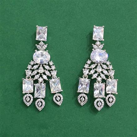 Cz Classic Earring With Rhodium Plating