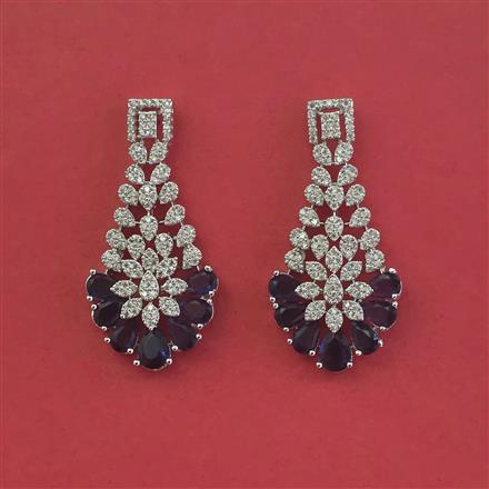Cz Classic Earring With Rhodium Plating