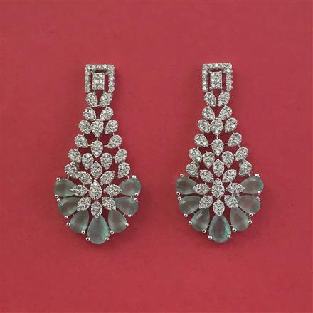 Cz Classic Earring With Rhodium Plating