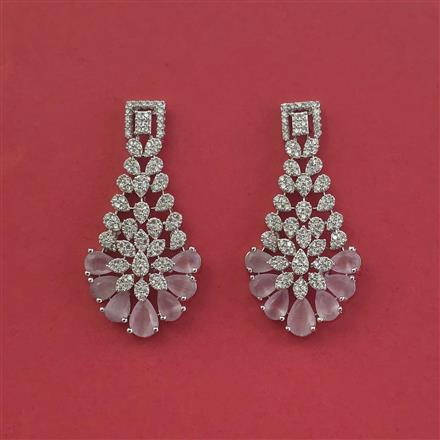 Cz Classic Earring With Rhodium Plating