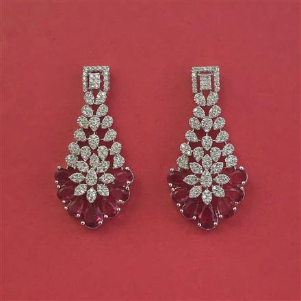 Cz Classic Earring With Rhodium Plating