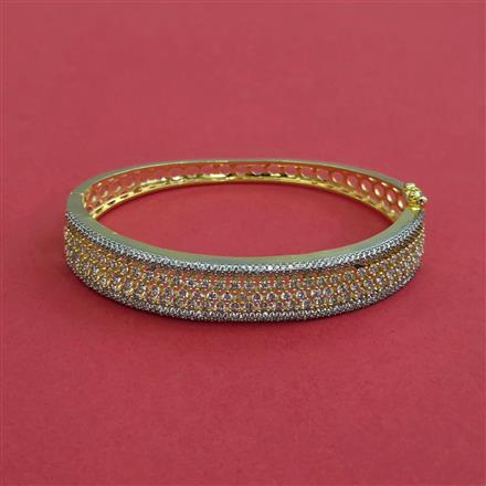 Cz Openable Kada With Mehndi 2 Tone Rhodium Plating